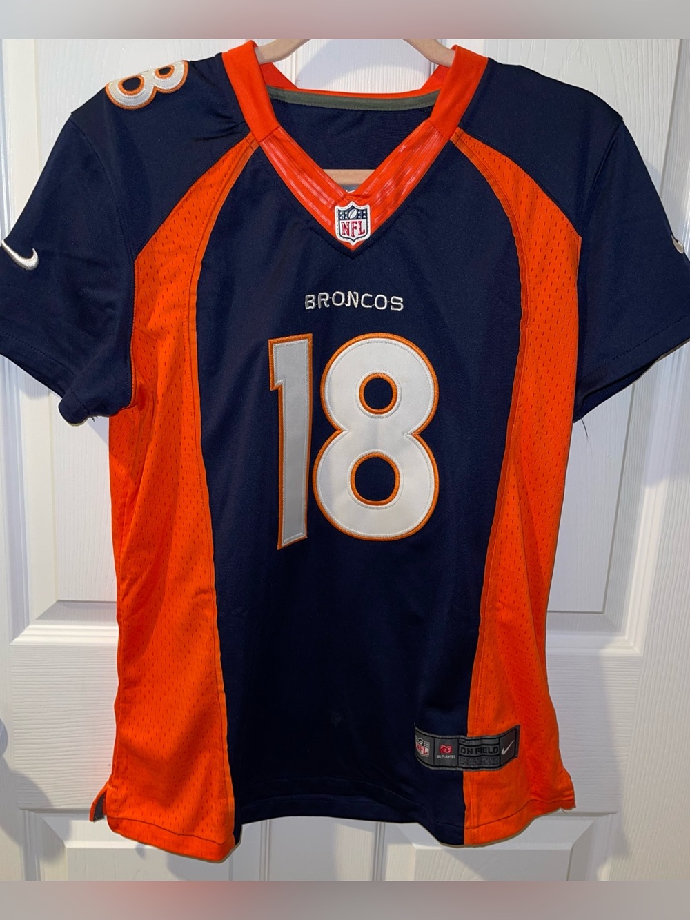 Nike NFL Denver Broncos Youth XXL Peyton Manning 18 jersey blue orange